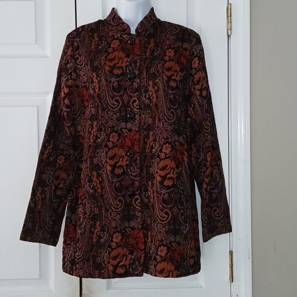 Coldwater Creek vintage button front tapestry jacket coat Sz M NWOT